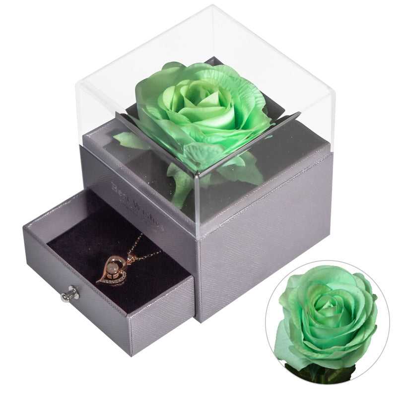 ForeverFloral Acrylic Jewelry Box - The Nevermore Preserved Flower Necklace Elegance