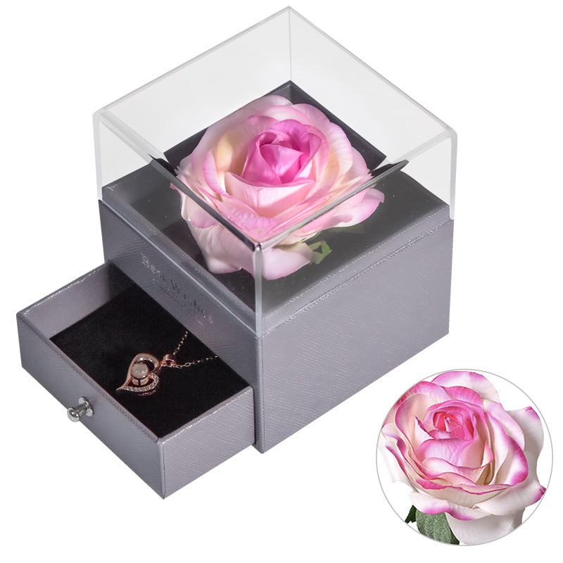 ForeverFloral Acrylic Jewelry Box - The Nevermore Preserved Flower Necklace Elegance