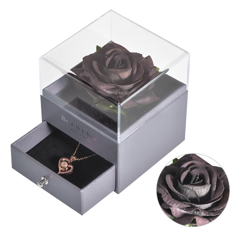 ForeverFloral Acrylic Jewelry Box - The Nevermore Preserved Flower Necklace Elegance