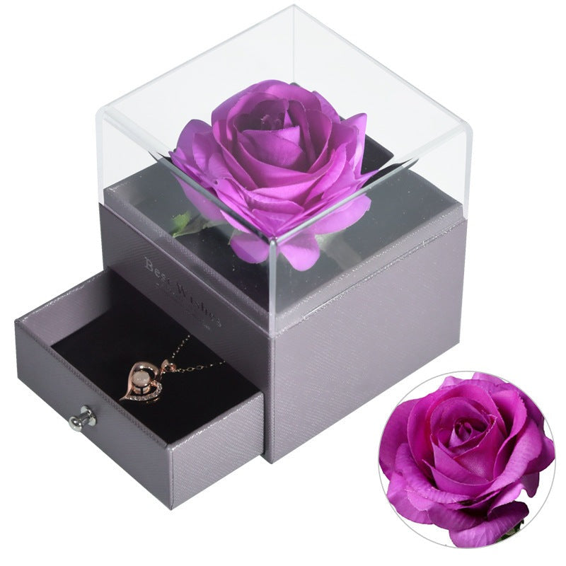 ForeverFloral Acrylic Jewelry Box - The Nevermore Preserved Flower Necklace Elegance