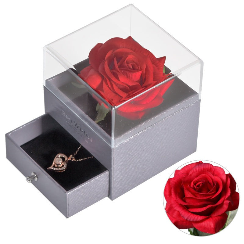 ForeverFloral Acrylic Jewelry Box - The Nevermore Preserved Flower Necklace Elegance