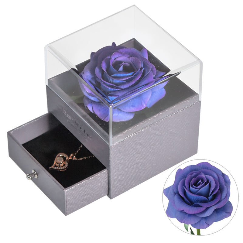 ForeverFloral Acrylic Jewelry Box - The Nevermore Preserved Flower Necklace Elegance