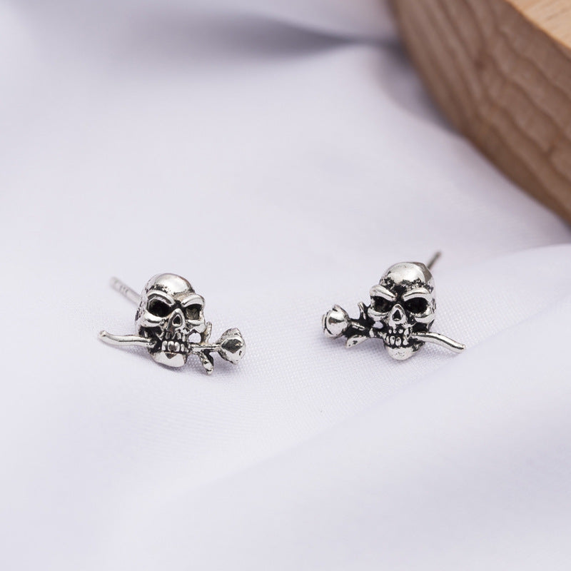 Frederick Blood Skull - The Nevermore Gothic Earrings Sterling Silver