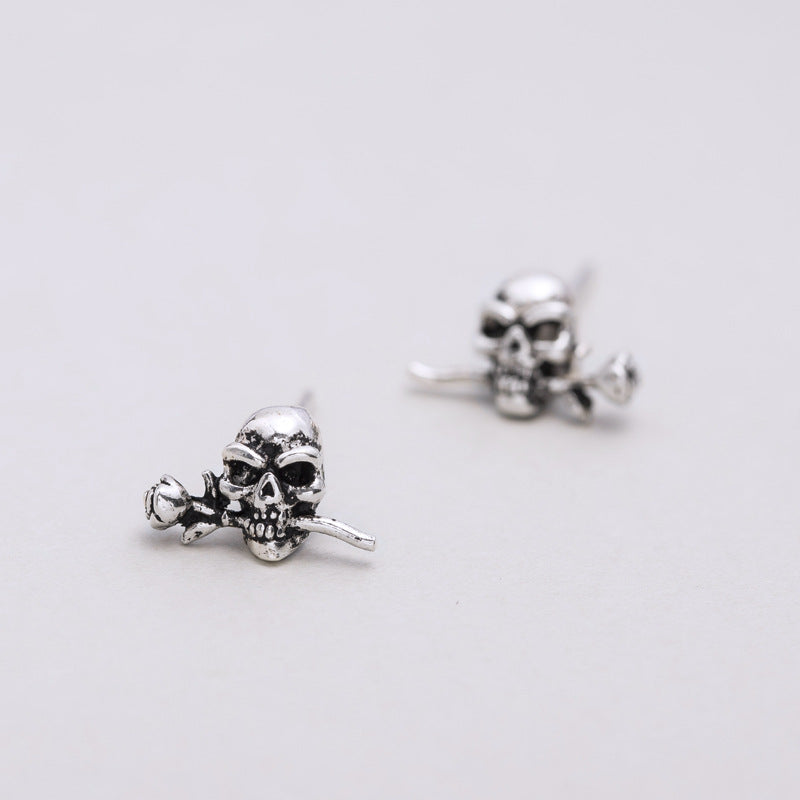 Frederick Blood Skull - The Nevermore Gothic Earrings Sterling Silver