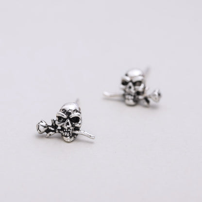 Frederick Blood Skull - The Nevermore Gothic Earrings Sterling Silver