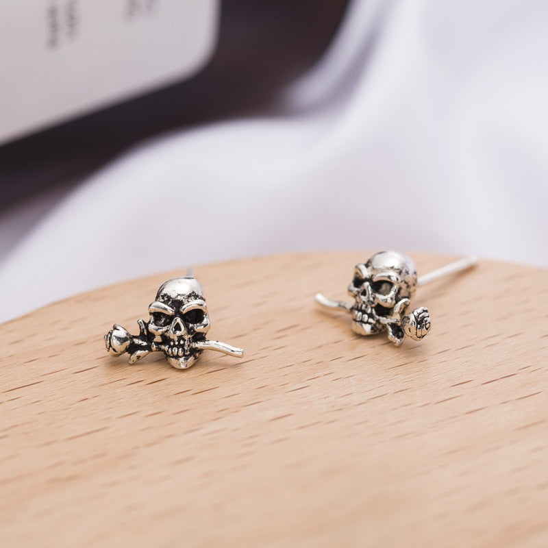 Frederick Blood Skull - The Nevermore Gothic Earrings Sterling Silver