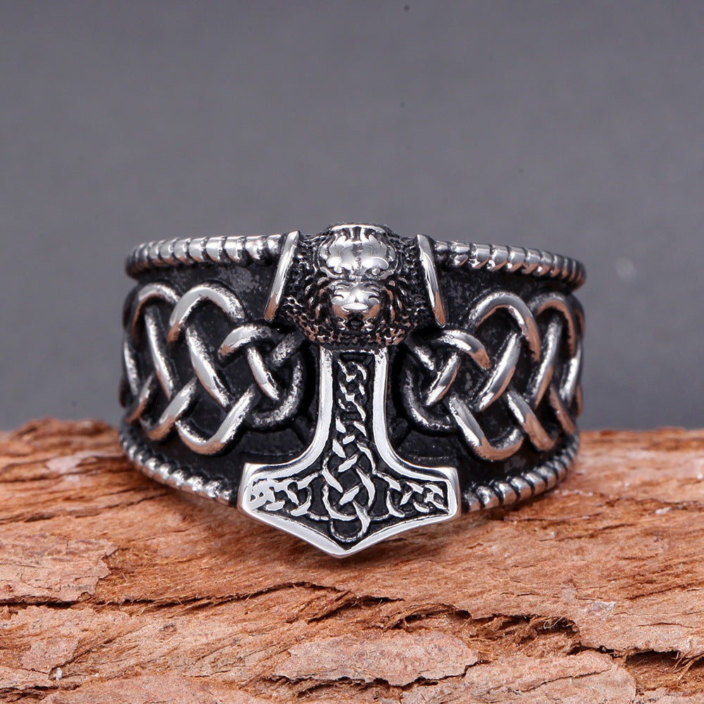 Frode Thor's Hammer - The Nevermore Gothic Norse Ring Titanium Steel