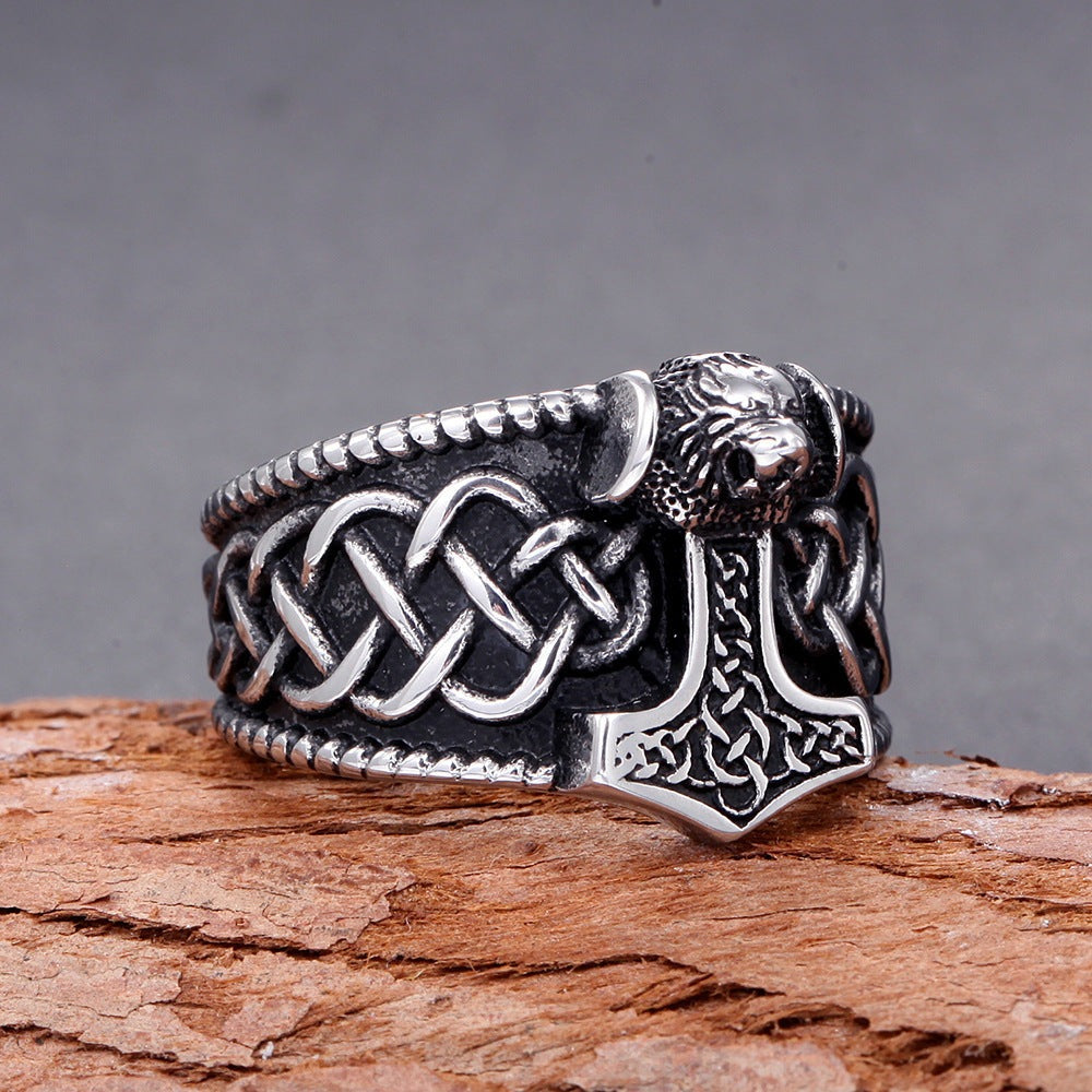 Frode Thor's Hammer - The Nevermore Gothic Norse Ring Titanium Steel