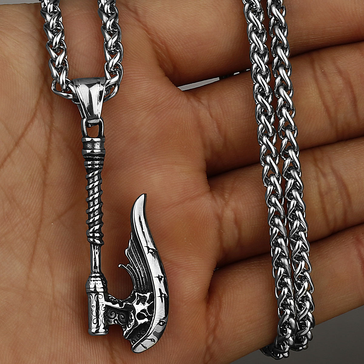 Frostforged Battle Axe - The Nevermore Gothic Pendant Necklace Titanium Steel Viking Norse