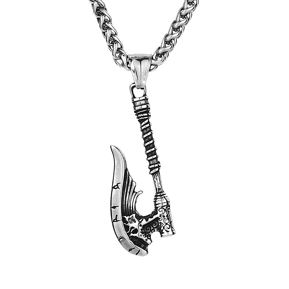 Frostforged Battle Axe - The Nevermore Gothic Pendant Necklace Titanium Steel Viking Norse