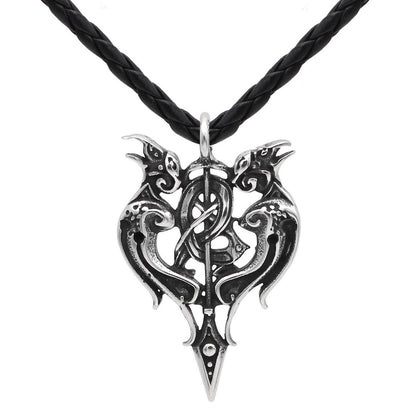 Gemini Crows Bearing Sword - The Nevermore Gothic Titanium Steel Pendant Necklace Viking Norse