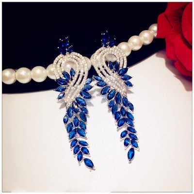 Gloriann - The Nevermore Earrings for Woman Sapphire And Sterling Silver Earrings Luxury Wings