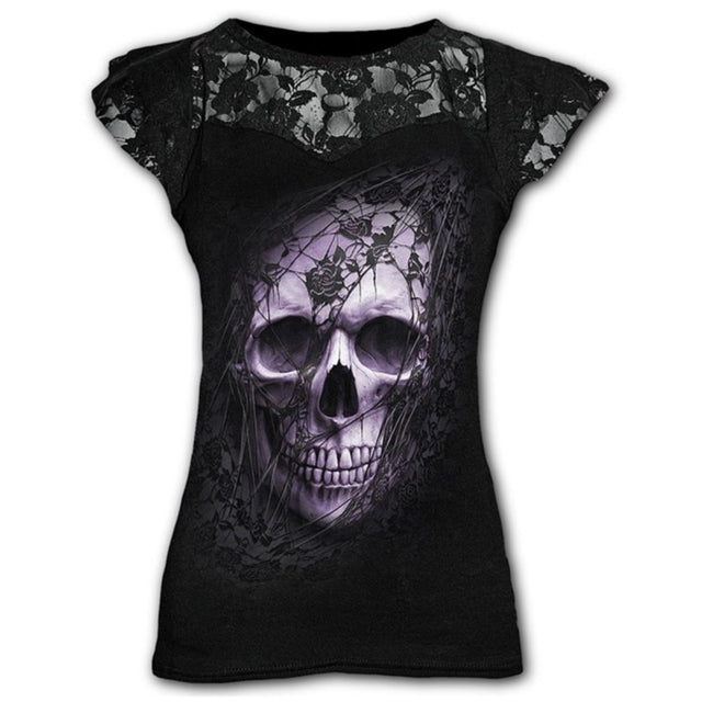 Graphic Lace T Shirts - The Nevermore Gothic T-Shirt for Women