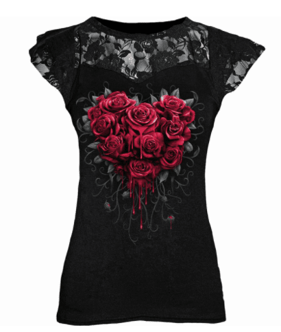 Graphic Lace T Shirts - The Nevermore Gothic T-Shirt for Women