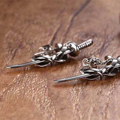 Guard Blade - The Nevermore Gothic Chain Stud Earrings