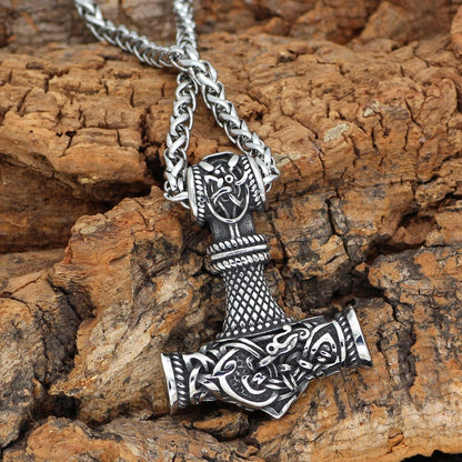 Gunhild - The Nevermore Gothic Pendant Necklace Nordic Vikings Hammer Rune Stainless Steel