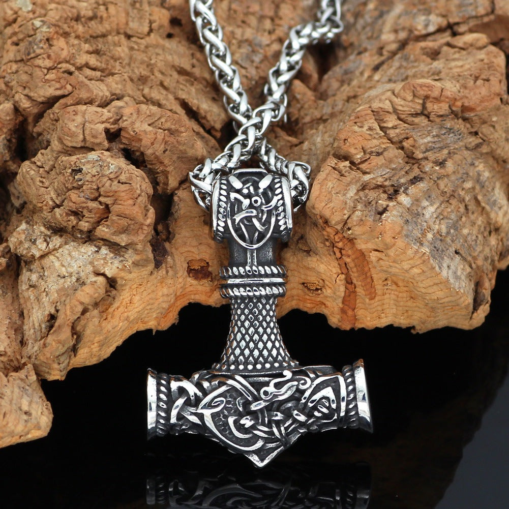 Gunhild - The Nevermore Gothic Pendant Necklace Nordic Vikings Hammer Rune Stainless Steel