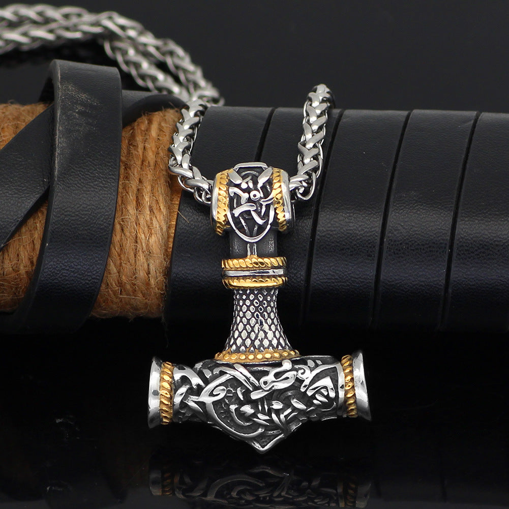 Gunhild - The Nevermore Gothic Pendant Necklace Nordic Vikings Hammer Rune Stainless Steel