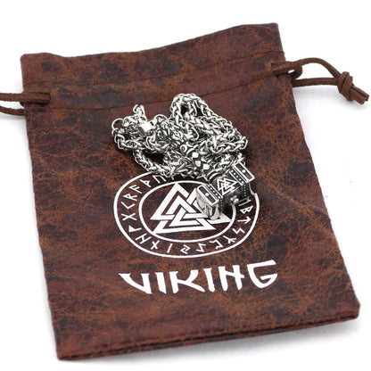 Gunnar Thor's Hammer - The Nevermore Norse Vikings Pendant Necklace for Men Stainless Steel