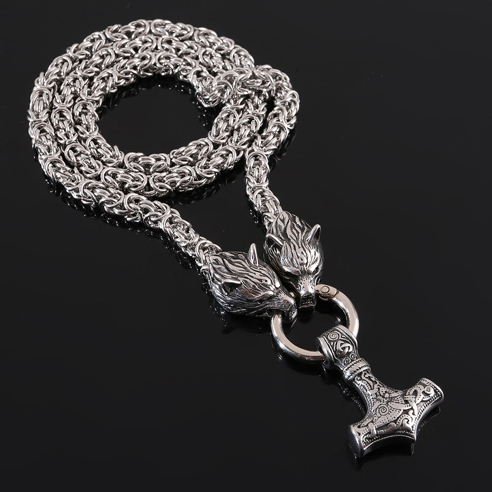 Haldor Thor's Hammer - The Nevermore Norse Vikings Pendant Necklace for Men Stainless Steel