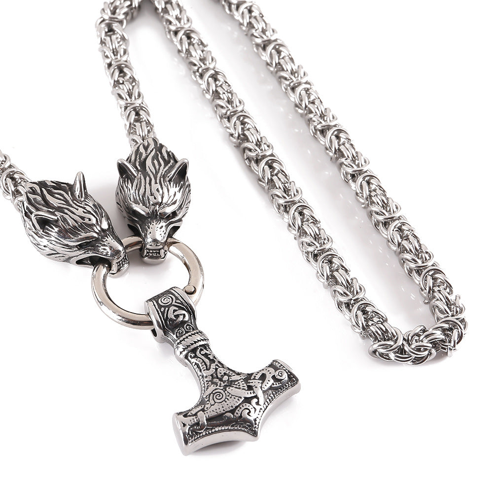 Haldor Thor's Hammer - The Nevermore Norse Vikings Pendant Necklace for Men Stainless Steel