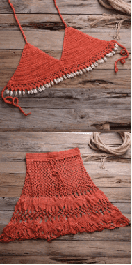 Hand-knitted beach split bikini - The Nevermore Boho Cover-Ups