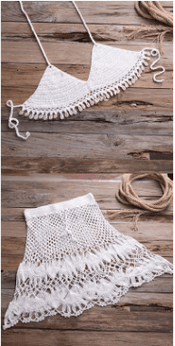 Hand-knitted beach split bikini - The Nevermore Boho Cover-Ups