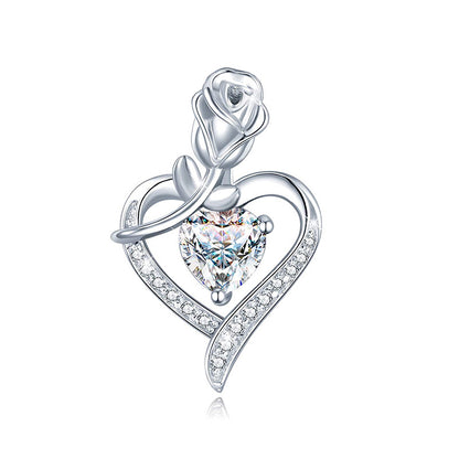 Heart-shaped Rose Zircon 925 Silver Necklace - The Nevermore Pendant