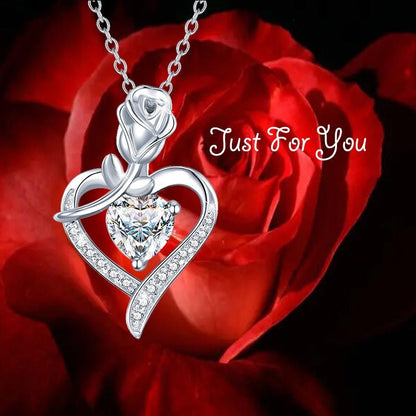 Heart-shaped Rose Zircon 925 Silver Necklace - The Nevermore Pendant