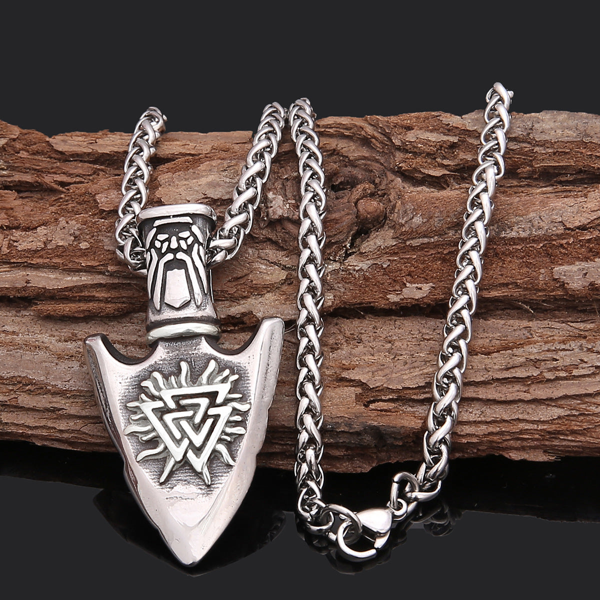 Hilda Arrow - The Nevermore Norse Vikings Pendant Necklace for Men Stainless Steel