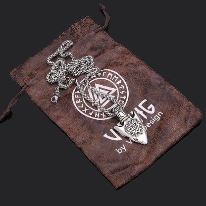 Hilda Arrow - The Nevermore Norse Vikings Pendant Necklace for Men Stainless Steel