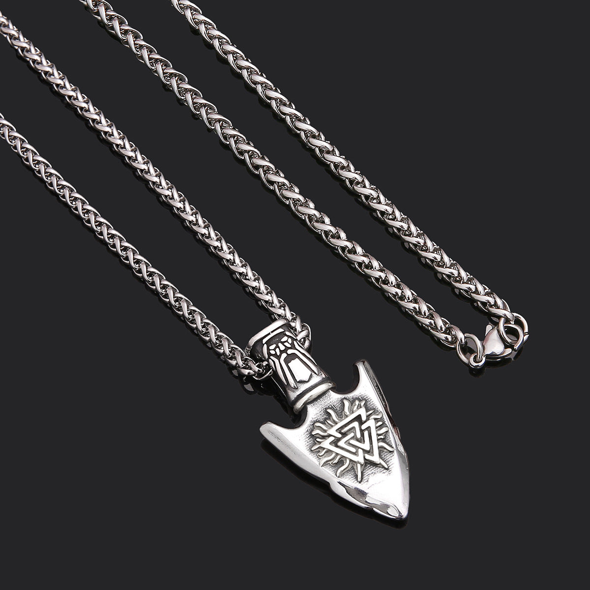 Hilda Arrow - The Nevermore Norse Vikings Pendant Necklace for Men Stainless Steel