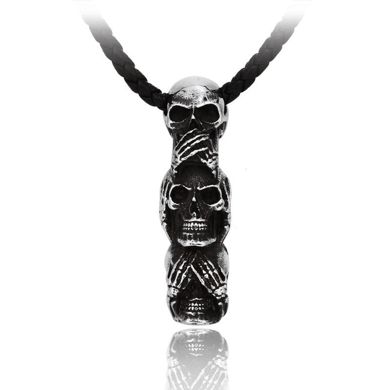 Ignorance Trio - The Nevermore Gothic Skull Pendant Titanium Steel