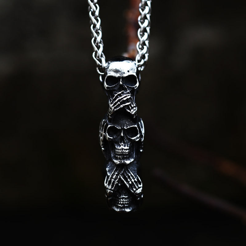 Ignorance Trio - The Nevermore Gothic Skull Pendant Titanium Steel