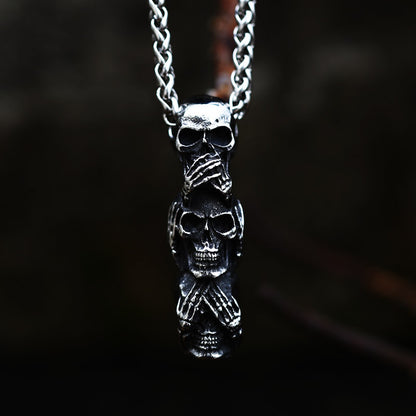 Ignorance Trio - The Nevermore Gothic Skull Pendant Titanium Steel