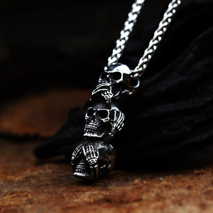 Ignorance Trio - The Nevermore Gothic Skull Pendant Titanium Steel