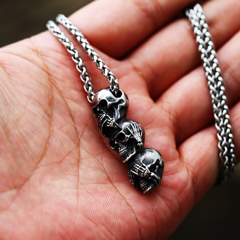 Ignorance Trio - The Nevermore Gothic Skull Pendant Titanium Steel