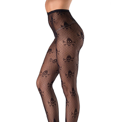 Ivory Noire - The Nevermore Gothic Socks Sexy skull pantyhose stockings