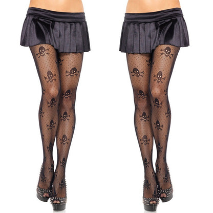 Ivory Noire - The Nevermore Gothic Socks Sexy skull pantyhose stockings