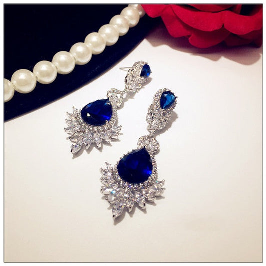 Jennica - The Nevermore Earrings for Woman Sapphire And Sterling Silver Earrings Luxury Drop