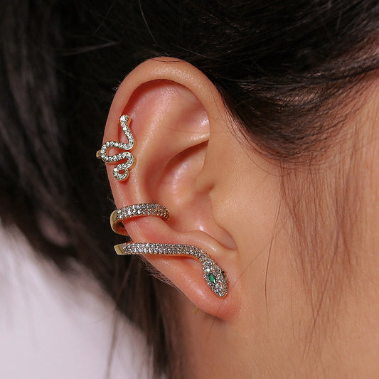 Jennis Kaelem 7 style - The Nevermore Earrings Ear-Cuff Ear-Clip Diamond Snake