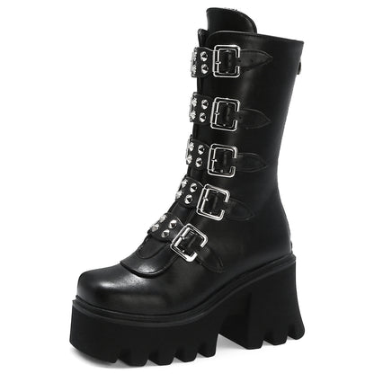 Katarina Requiem - The Nevermore Gothic Middle tube motorcycle Boots for Women