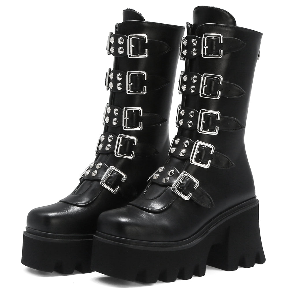 Katarina Requiem - The Nevermore Gothic Middle tube motorcycle Boots for Women