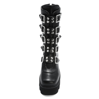 Katarina Requiem - The Nevermore Gothic Middle tube motorcycle Boots for Women