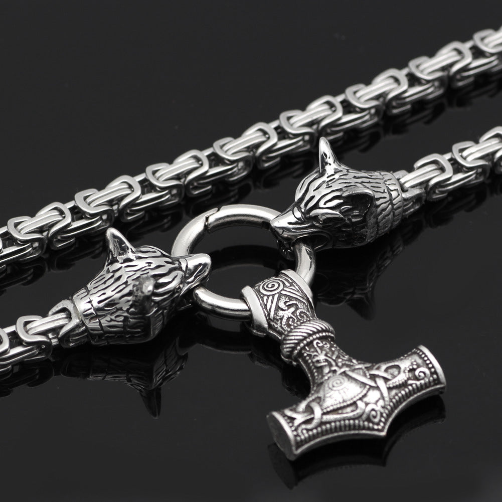 Kerr Thor's Hammer - The Nevermore Norse Vikings Pendant Necklace for Men Stainless Steel