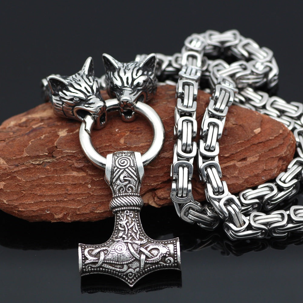 Kerr Thor's Hammer - The Nevermore Norse Vikings Pendant Necklace for Men Stainless Steel