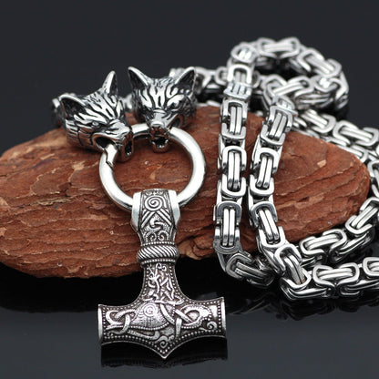 Kerr Thor's Hammer - The Nevermore Norse Vikings Pendant Necklace for Men Stainless Steel