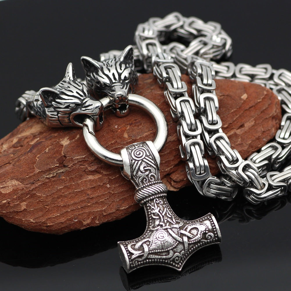 Kerr Thor's Hammer - The Nevermore Norse Vikings Pendant Necklace for Men Stainless Steel