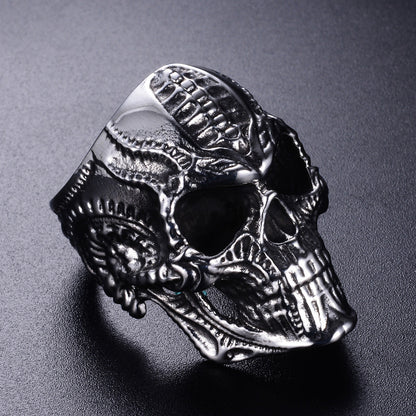 Kiss The Grave - The Nevermore Gothic Stainless Steel Skull Lovers Ring