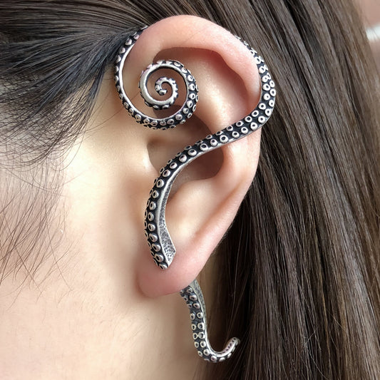 Kraken - The Nevermore Gothic Ear-wrap Ear-cuff Silver